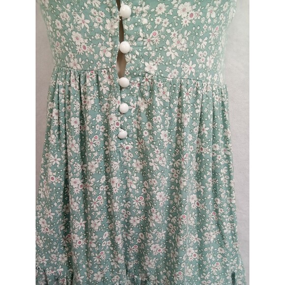 Zaful Tank Sz 4 Small Green Floral Ruffled Pleated Button Adjustable Straps - Picture 3 of 10